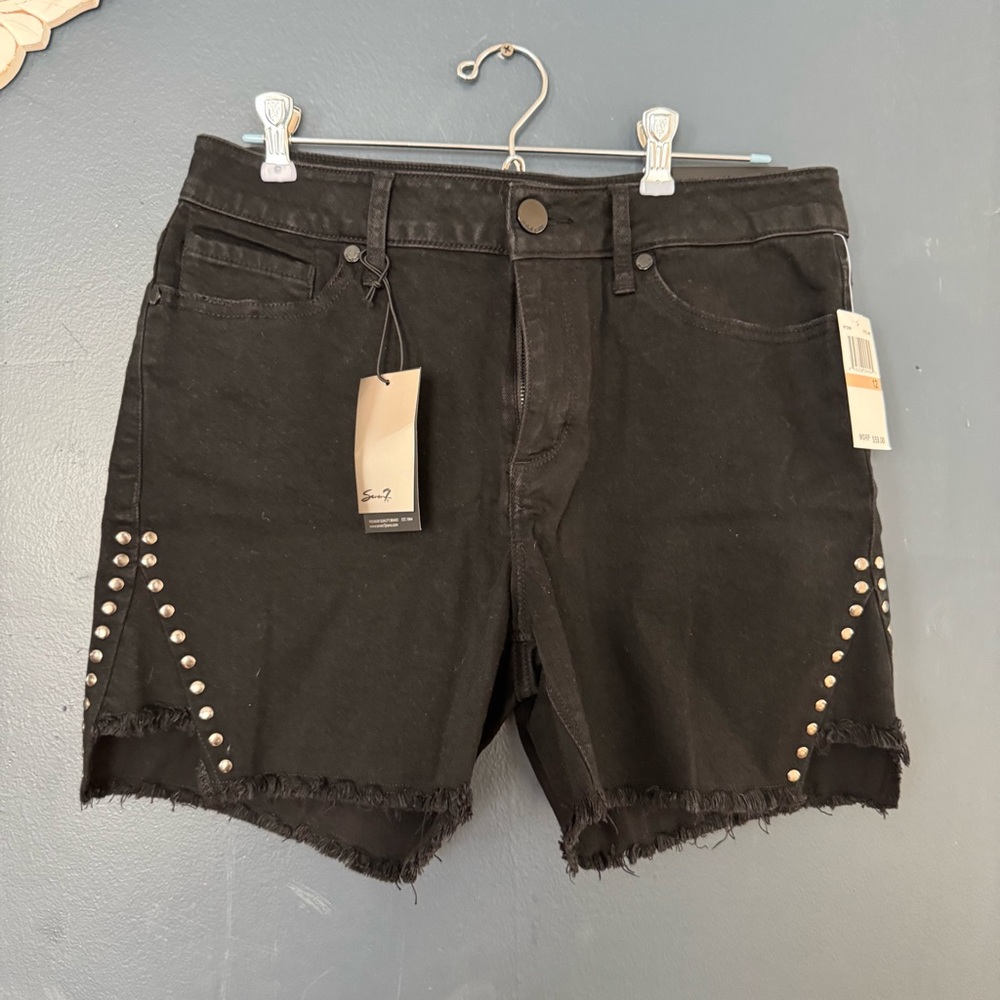 Seven7 Black Studded Jean Shorts